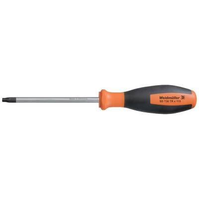 Schraubendreher mit schwarzem und orangefarbenem Griff, seitlich liegend, von der Marke Weidmüller, Modell SD T9 TORX 115.