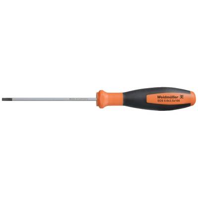 Flacher Schraubendreher mit orange-schwarzem Griff der Marke Weidmüller, Modell SDS 0.6x3.5x100.