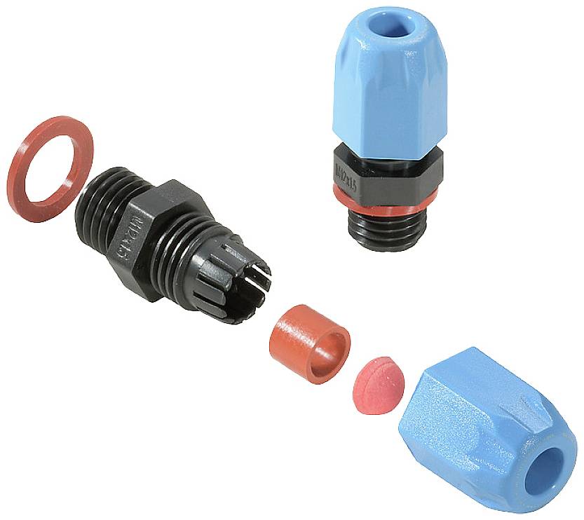 Weidmüller 2722350000 Kabelverschraubung mit Dichtung, mit Zugentlastung, schlagfest M12 Polyamid 6 Schwarz, Blau 100 St...