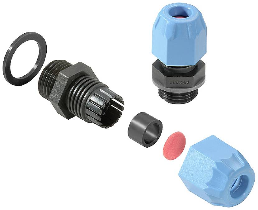Weidmüller 2722260000 Kabelverschraubung mit Dichtung, mit Zugentlastung, schlagfest M20 Polyamid 6 Schwarz, Blau 50 St.