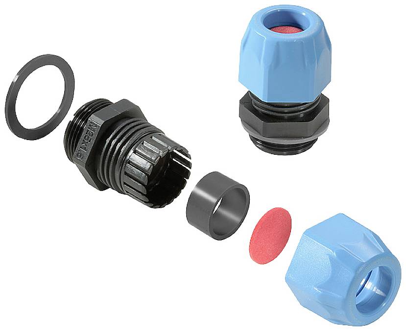 Weidmüller 2722270000 Kabelverschraubung mit Dichtung, mit Zugentlastung, schlagfest M25 Polyamid 6 Schwarz, Blau 50 St.
