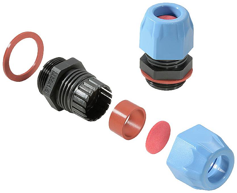 Weidmüller 2722420000 Kabelverschraubung mit Dichtung, mit Zugentlastung, schlagfest M25 Polyamid 6 Schwarz, Blau 25 St.