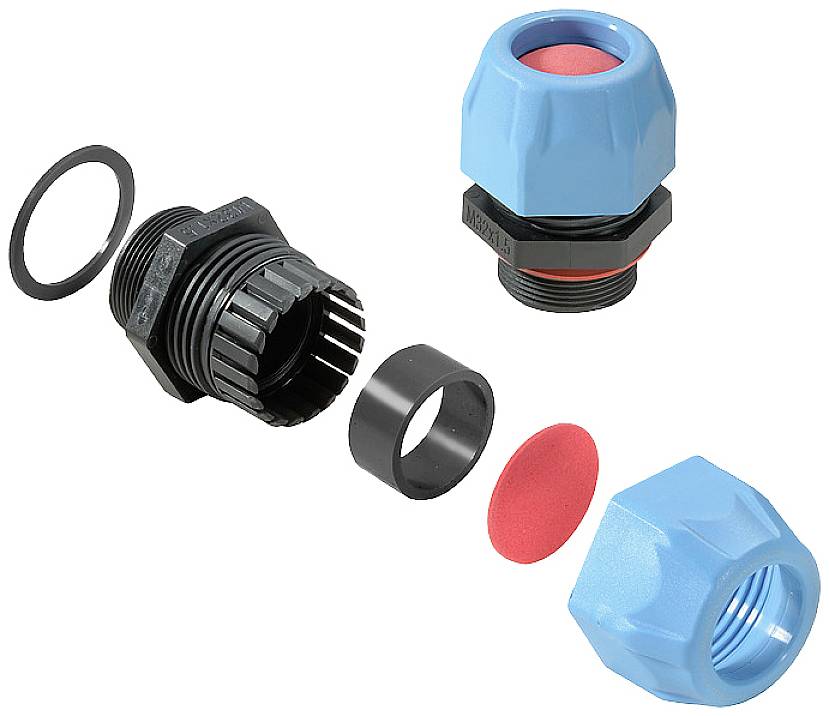Weidmüller 2722290000 Kabelverschraubung mit Dichtung, mit Zugentlastung, schlagfest M32 Polyamid 6 Schwarz, Blau 25 St.