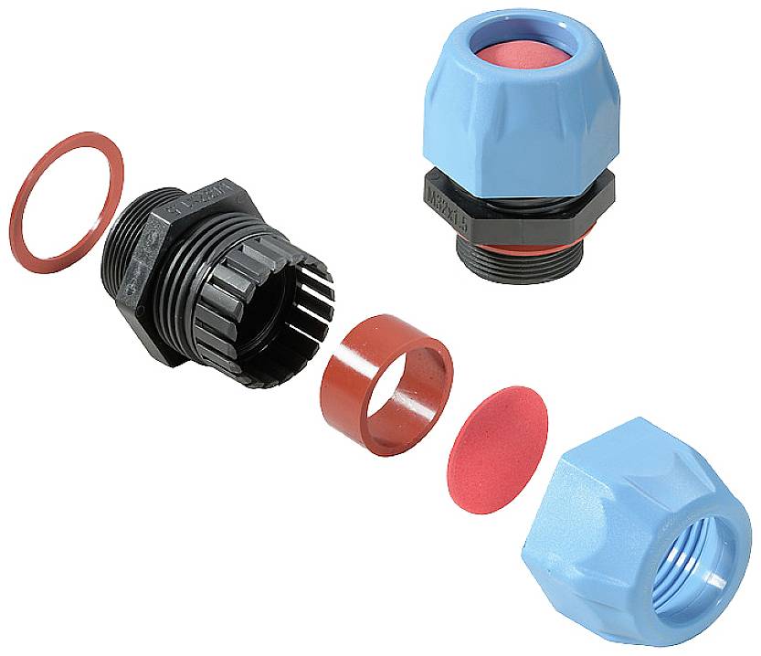 Weidmüller 2722440000 Kabelverschraubung mit Dichtung, mit Zugentlastung, schlagfest M32 Polyamid 6 Schwarz, Blau 20 St.