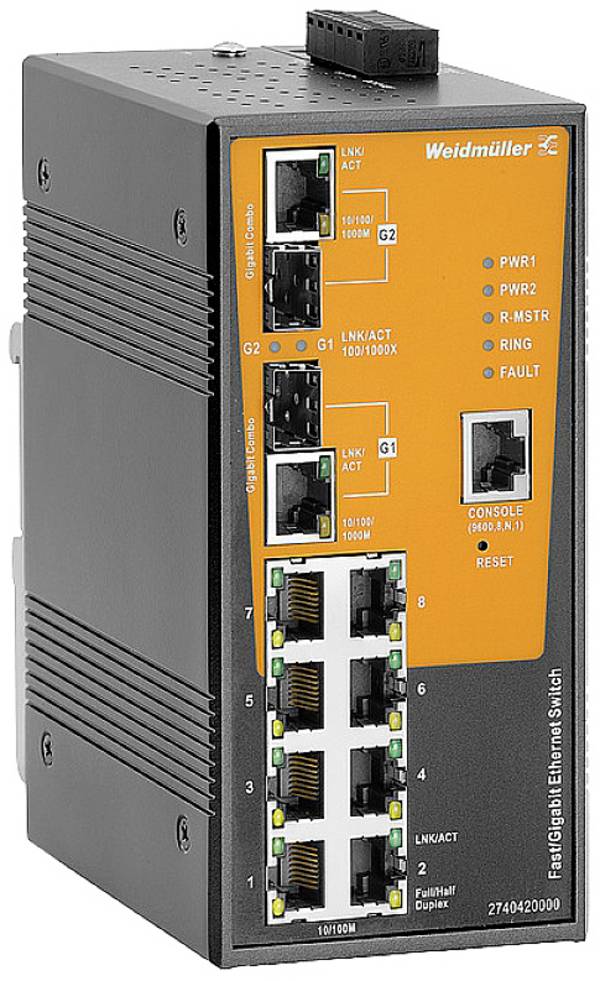 Weidmüller 2740420000 IE-SW-AL10M-8TX-2GC Industrial Ethernet Switch 10 / 100 / 1000 MBit/s
