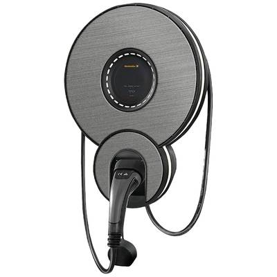 Elektroladestation mit rundem, modernem Design und Kabel.