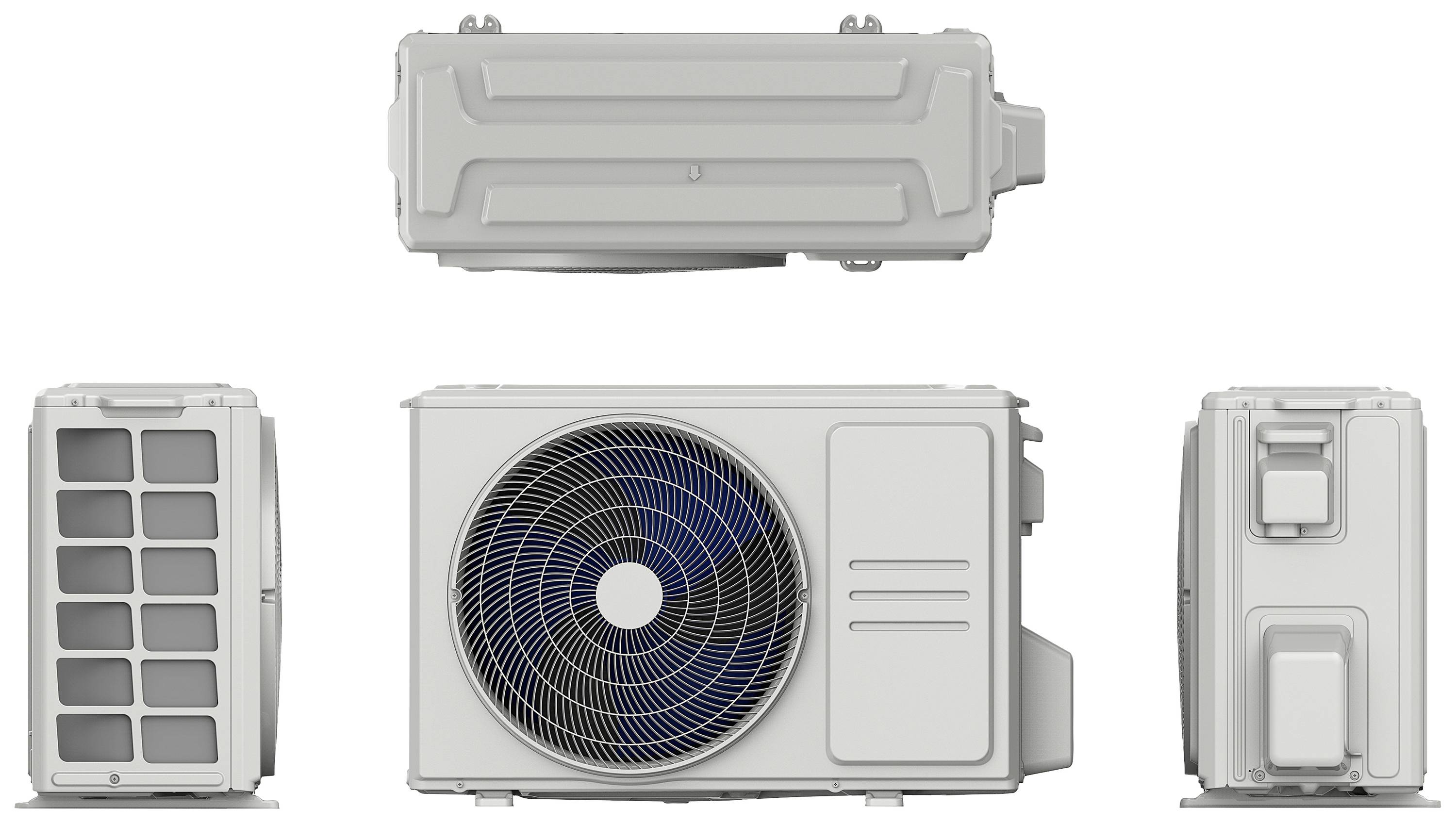 Außeneinheit einer Split Klimaanlage von allen Seiten