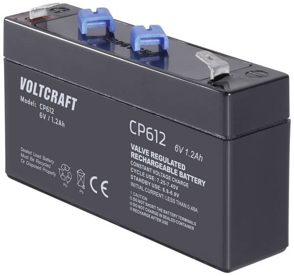 VOLTCRAFT CE6V/1,2Ah VC-12713930 Bleiakku 6 V 1.2 Ah Blei-Vlies (AGM) (B x H x T) 97 x 58 x 24 mm Flachstecker 4.8 mm Wartungsfrei