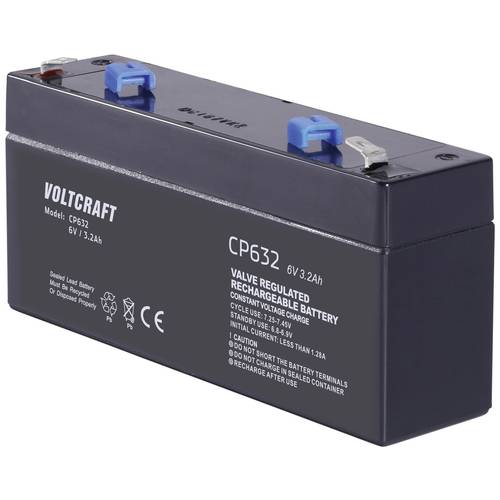 Thumbnail - VOLTCRAFT CE6V/3,2Ah VC-12713935 Bleiakku 6 V 3.2 Ah Blei-Vlies (AGM) (B x H x T) 134 x 67 x 34 mm Flachstecker 4.8 mm W...