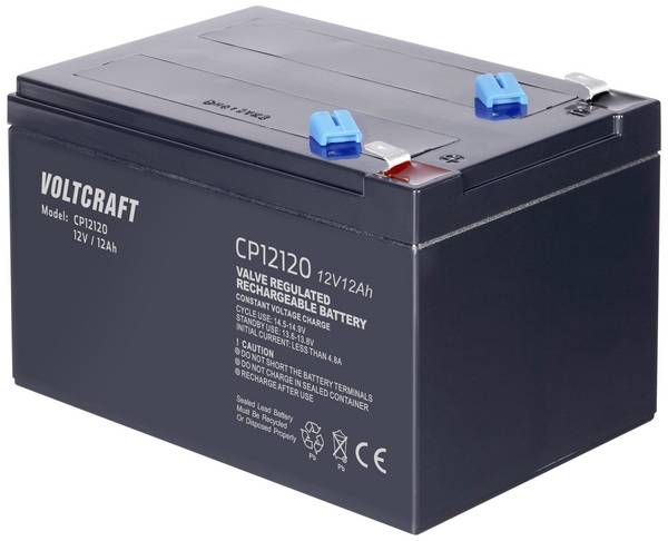 VOLTCRAFT CE12V/12Ah VC-12713990 Bleiakku 12 V 12 Ah Blei-Vlies (AGM) (B x H x T) 151 x 101 x 98 mm Flachstecker 6.35 mm Wartungsfrei