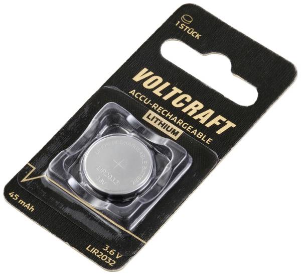 VOLTCRAFT LIR2032 Knopfzellen-Akku LIR2032 Lithium 45 mAh 3.6 V 1 St.