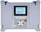 Elektrisches Prüfgerät mit digitalem Display, zeigt den Text 'TeraOhm 5kV Plus' und 'METREL', graues Gehäuse, rote und grüne Tasten.