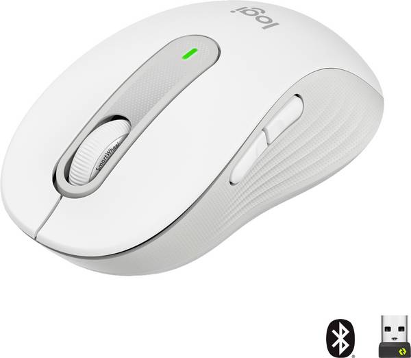 Logitech Signature M650  Maus Funk, Bluetooth®  Rechtshänder Größe: M Optisch Weiß 5 Tasten 4000 dpi