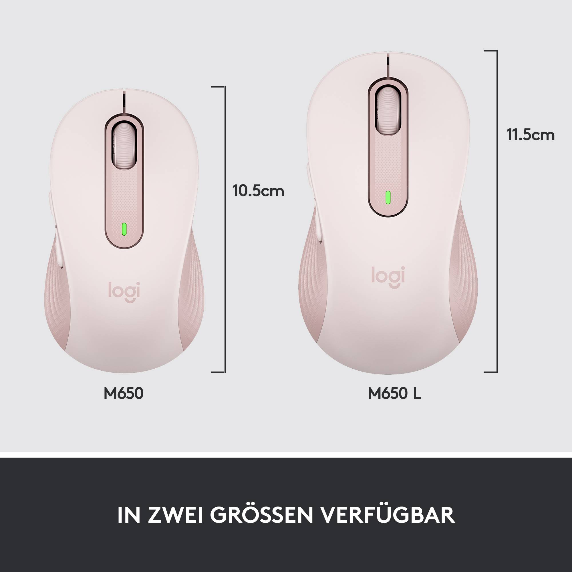 Logitech Signature M650 Maus Funk, Bluetooth® Rechtshänder Größe: M Optisch Rose 5 Tasten 4000 dpi-11