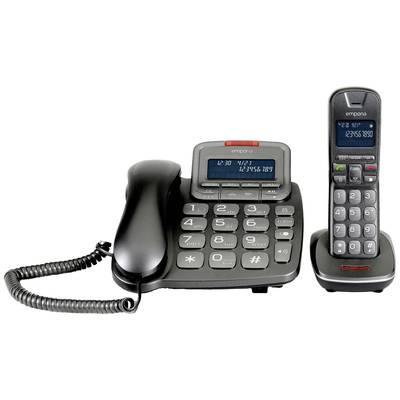 Emporia TH-21ABB Schnurloses Telefon analog Anrufbeantworter, Freisprechen, für Hörgeräte kompatibel, inkl. Mobilteil, m