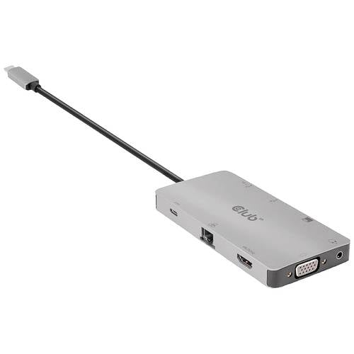 club3D CSV-1594 9 Port USB 3.1 Gen 1-Hub mit eingebautem Netzwerk-Anschluss, mit eingebautem SD-Kartenleser, mit USB-C® ...