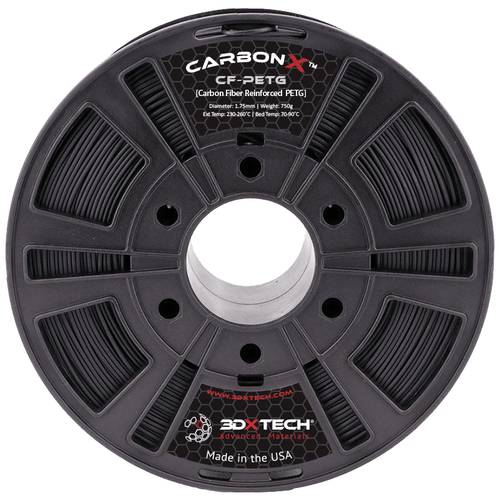 3D Xtech PTG3010750BK0 CarbonX™ CF Filament PETG Compound chemisch beständig 1.75 mm 750 g Schwarz 1 St.