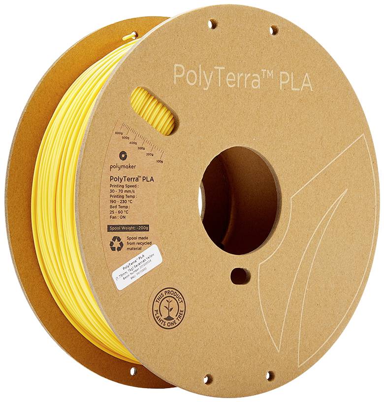 POLYMAKER 70850 PolyTerra PLA Filament PLA geringerer Kunststoffgehalt 1.75 mm 1000 g Gelb (mat