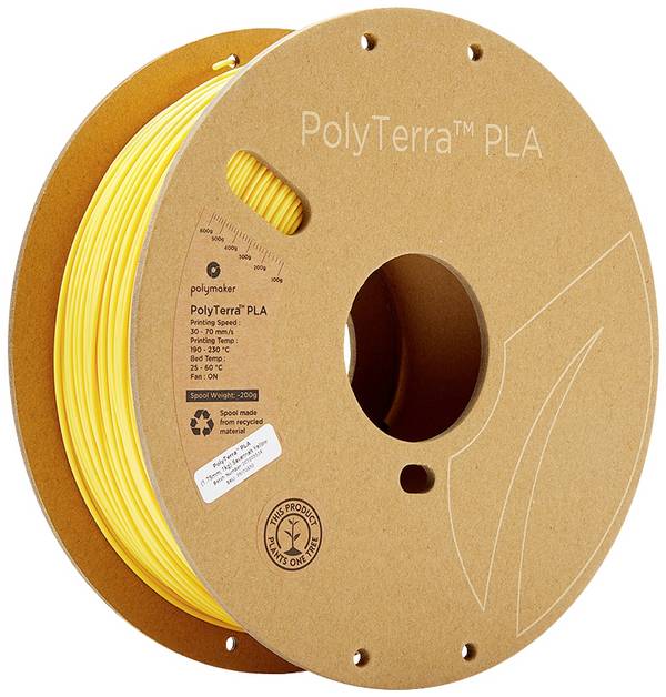 Polymaker 70850 PolyTerra PLA Filament PLA geringerer Kunststoffgehalt 1.75 mm 1000 g Gelb (matt)  1 St.