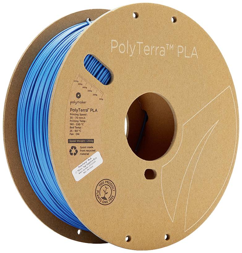 POLYMAKER 70828 PolyTerra PLA Filament PLA geringerer Kunststoffgehalt 1.75 mm 1000 g Saphirbla