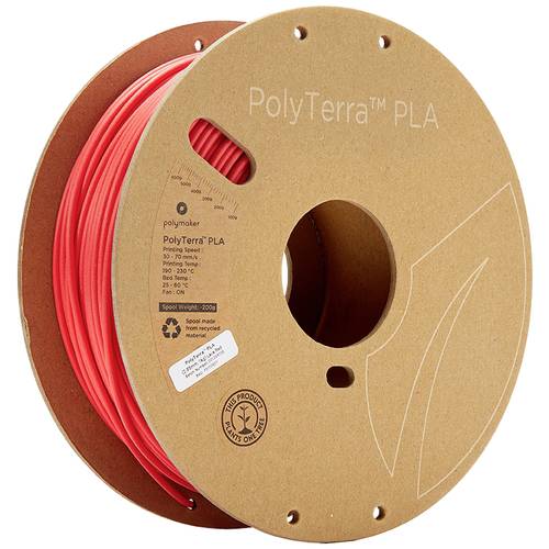Polymaker 70827 PolyTerra PLA Filament PLA geringerer Kunststoffgehalt 2.85 mm 1000 g Rot (matt) 1 St.