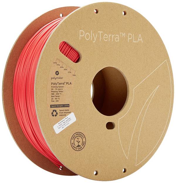 Polymaker 70826 PolyTerra PLA Filament PLA geringerer Kunststoffgehalt, wasserlöslich 1.75 mm 1000 g Rot (matt) 1 St.