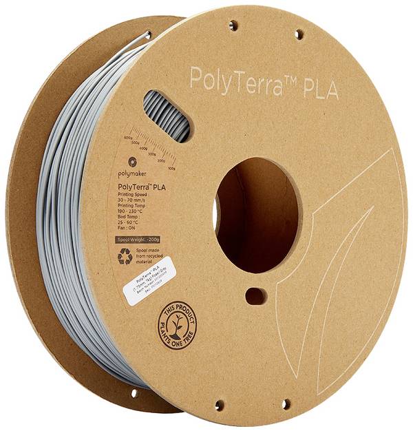 Polymaker 70824 PolyTerra PLA Filament PLA geringerer Kunststoffgehalt 1.75 mm 1000 g Grau (matt)  1 St.