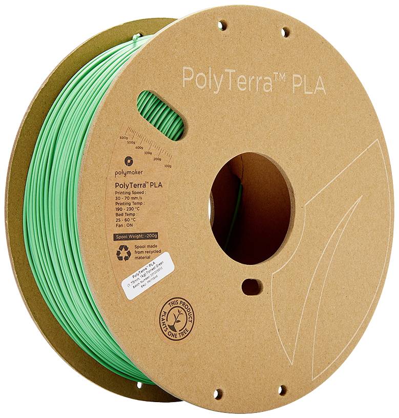 POLYMAKER 70846 PolyTerra PLA Filament PLA geringerer Kunststoffgehalt 1.75 mm 1000 g Grün (mat