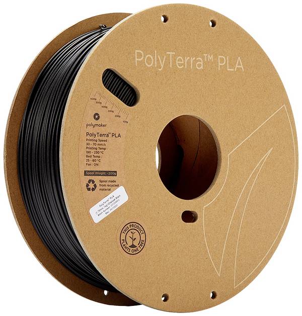 Polymaker 70820 PolyTerra PLA Filament PLA geringerer Kunststoffgehalt 1.75 mm 1000 g Schwarz (matt)  1 St.