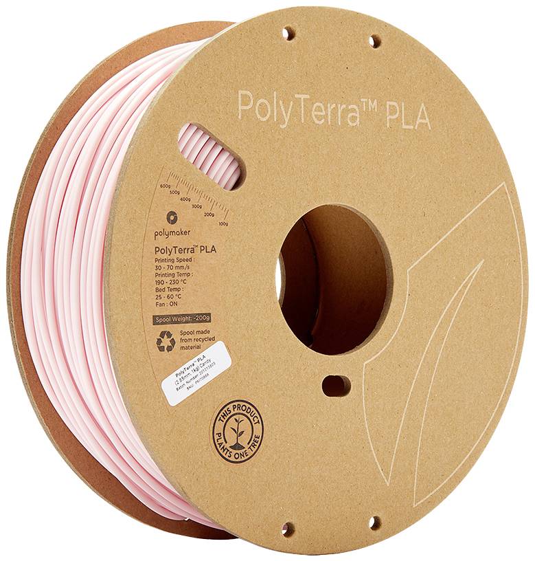 POLYMAKER 70868 PolyTerra PLA Filament PLA 2.85 mm 1000 g Rosa (matt), Pastell-Rosa 1 St.