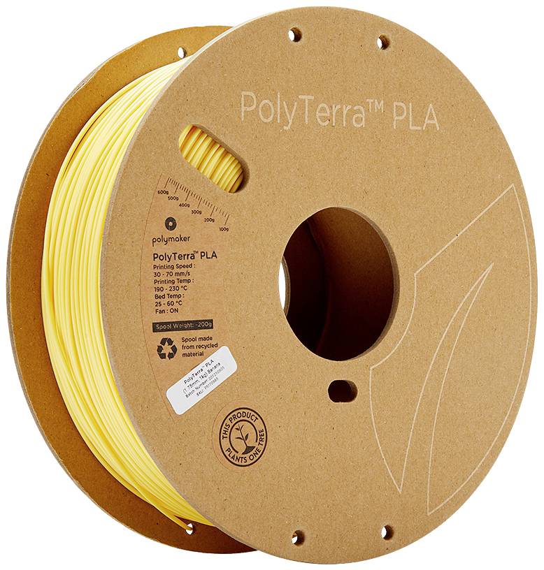 Polymaker 70865 PolyTerra PLA Filament PLA geringerer Kunststoffgehalt 1.75 mm 1000 g Pastell-Gelb (matt) 1 St.