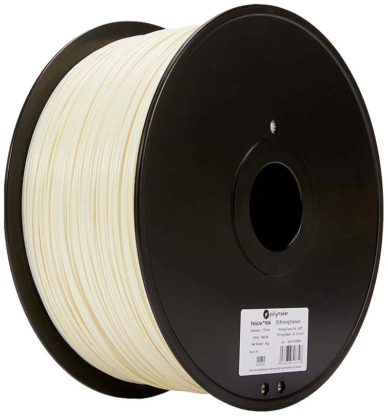 POLYMAKER 70834 PolyLite Filament ASA UV-beständig, witterungsbeständig 1.75 mm 3000 g Natur, N