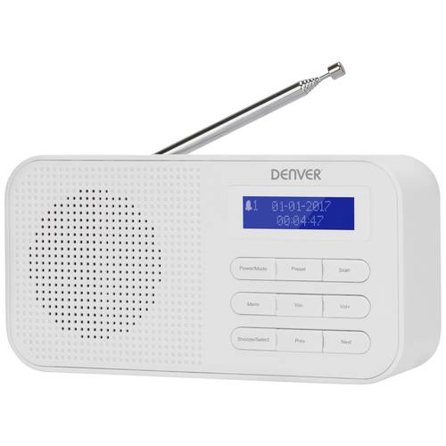 Denver DAB-42 Taschenradio DAB+, UKW Weckfunktion Weiß