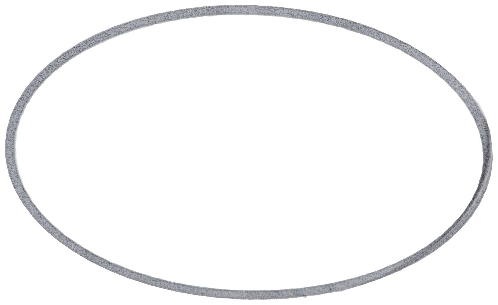 Ein einfacher, grauer ovaler Rahmen auf weißem Hintergrund.