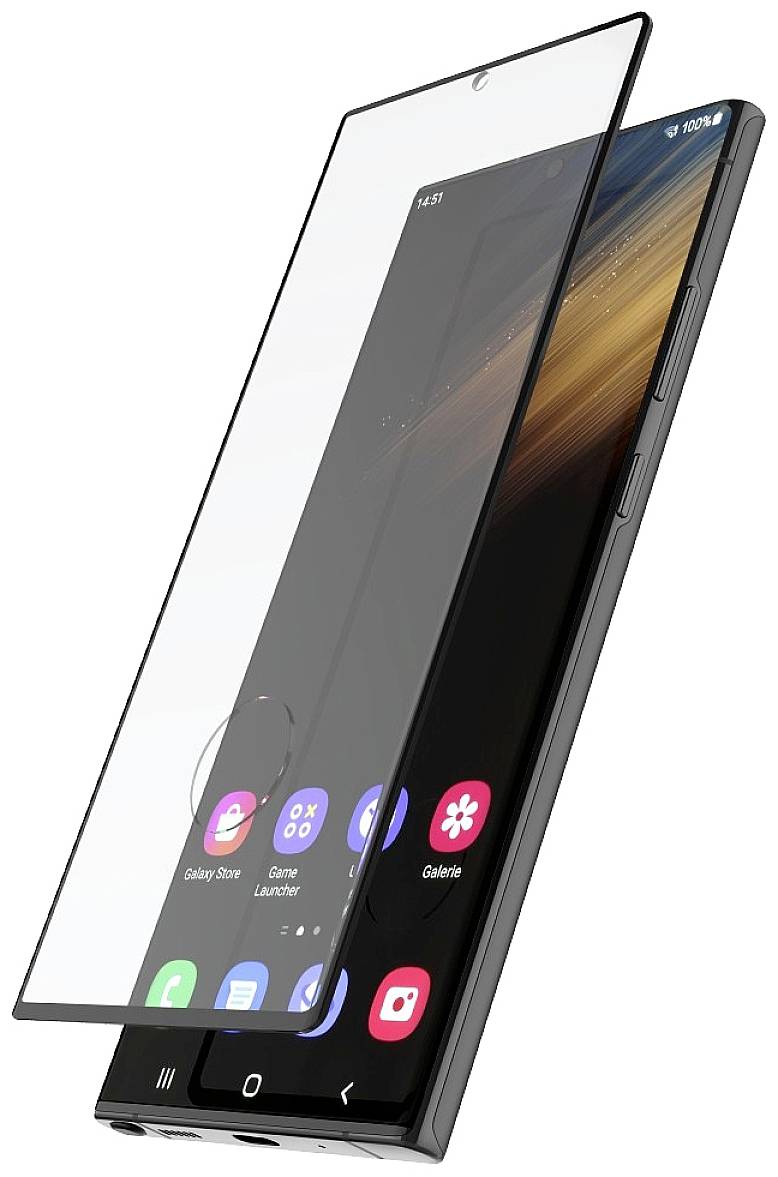 HAMA Full-Screen-Schutzglas für Samsung Galaxy S22 Ultra (5G), Schwarz (00213067)