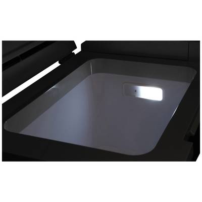 Offener Scanner mit leuchtender Fläche.