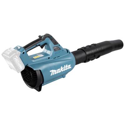 Akku-Laubbläser von Makita in Blau und Schwarz, Produkt in schräger Ansicht, mit Griff und Düse sichtbar.