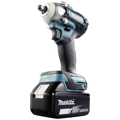 Ein blau-schwarzer Makita Akku-Schlagschrauber mit 18V Lithium-Ionen-Akku, geeignet für Bau- und Montagearbeiten.