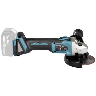 Akku-Winkelschleifer in Blau und Schwarz, Modell Makita DGA504, mit 18V Lithium-Ionen-Akku. Geeignet für Schleifarbeiten.