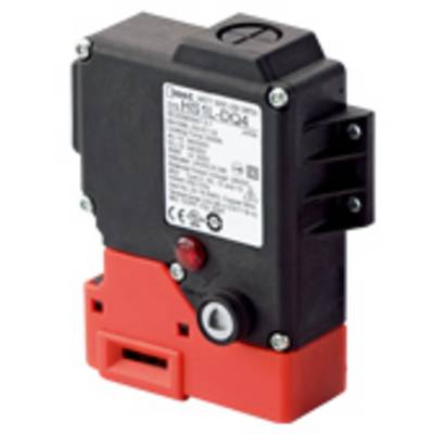 Ein elektronisches Gerät mit schwarzem Gehäuse und rotem Sockel, beschriftet mit technischen Details und Logos mehrerer Zertifizierungen.