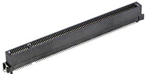 Ein schwarzer, rechteckiger elektronischer Anschluss mit mehreren metallischen Pins, die innen ausgerichtet sind, verwendet zum Verbinden von Hardwarekomponenten in Geräten.