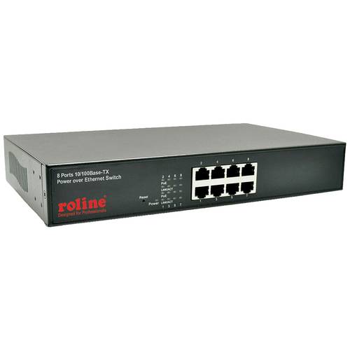 Thumbnail - ROLINE PoE Fast Ethernet Switch, 8 Port, (8x PoE), 19 Einbau