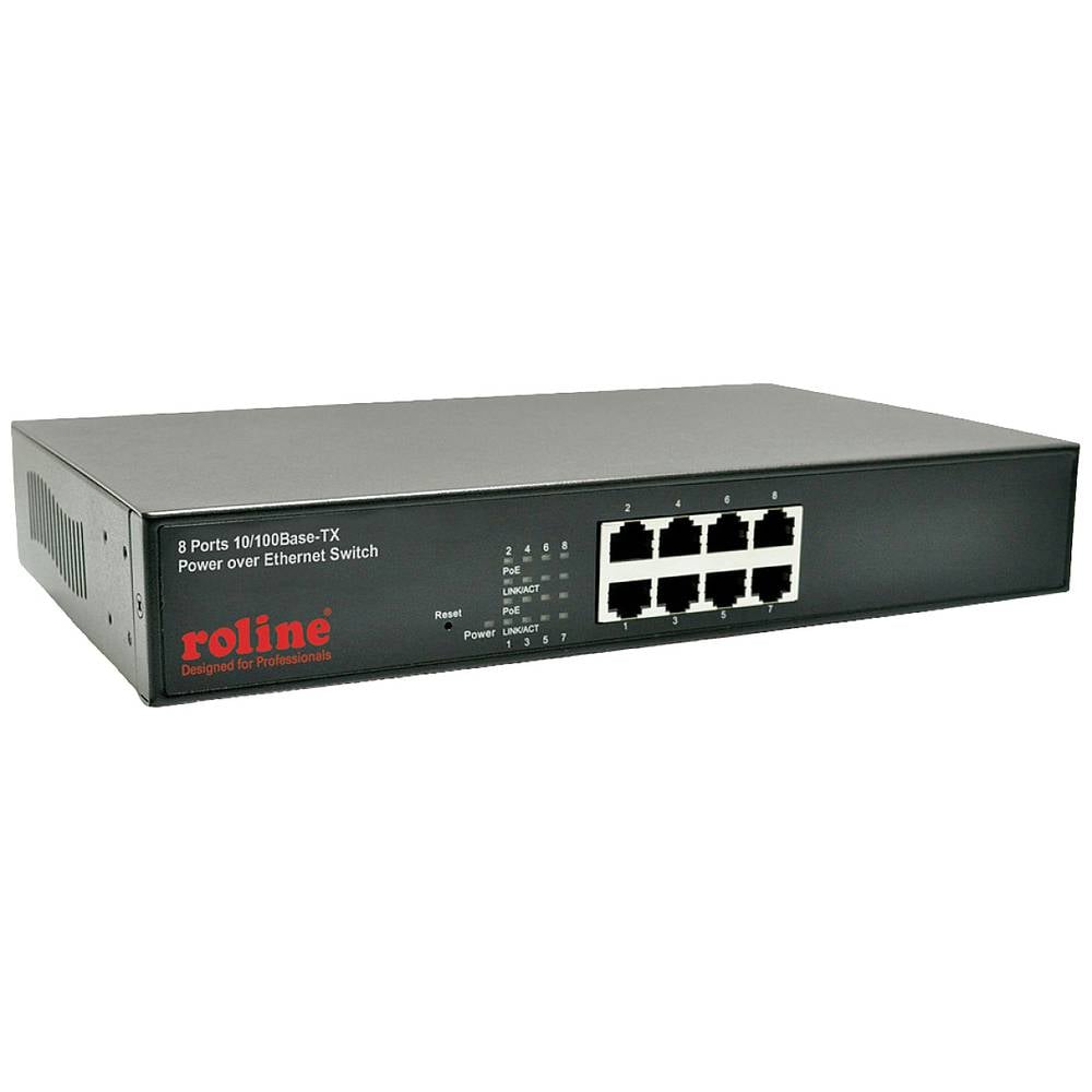 ROLINE PoE Fast Ethernet Switch, 8-Poorts, (8x PoE), 19 Inbouw