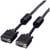 VGA-Kabel mit zwei Steckern, jeweils mit 15 Pins. Kabel ist schwarz und enthält Ferritkerne zur Reduzierung von Interferenzen.