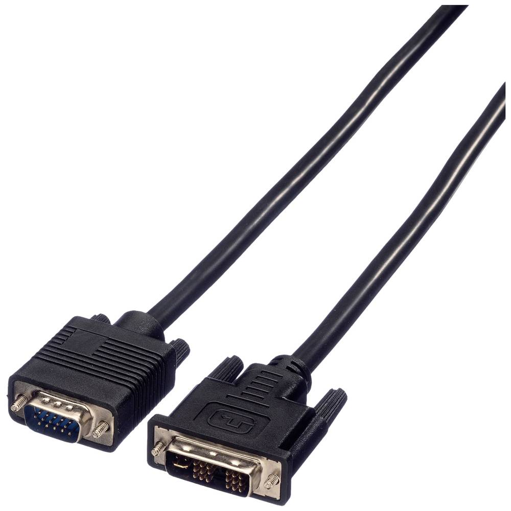 Value VGA-DVI Aansluitkabel VGA-stekker 15-polig, DVI-A 12+5-polige stekker 5.00 m Zwart 11.99.5449 