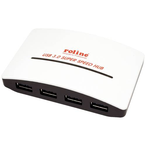 Thumbnail - ROLINE USB 3.2 Gen 1 Hub Black and White, 4 Ports, mit Netzteil