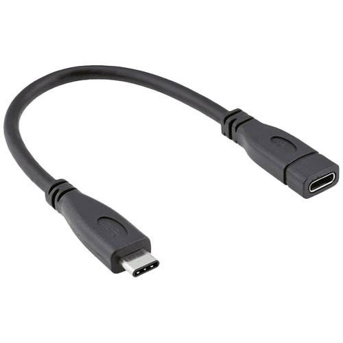 ROLINE USB 3.2 Gen 2 Typ C Kabelverlängerung, C-C, ST/BU, 4K UHD-1, 10Gbit/s, 100W, schwarz, 0,15 m