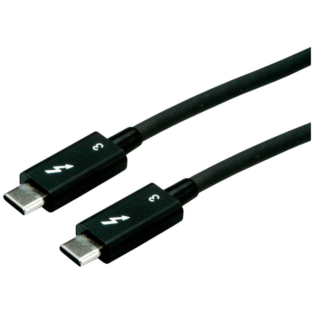 Roline 11.02.9040 USB-kabel Thunderbolt 3 Thunderbolt (USB-C) stekker 0.50 m Zwart Afgeschermd