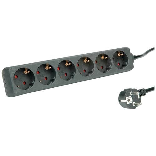 ROLINE 6-fach Steckdosenleiste ohne Schalter, schwarz, 1,5 m