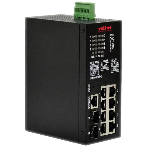 Thumbnail - ROLINE Industrial Gigabit Switch, 10 Ports, PoE+, Smart Managed
